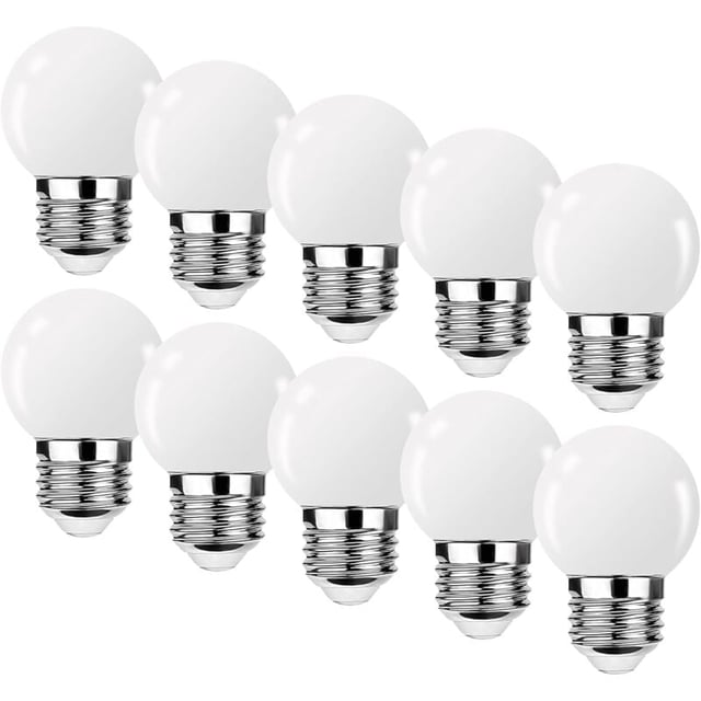 Ampoule LED E27 3W G45,Ampoule LED 3W ,Mini Globe Golfball E27 G45,Ampoule Blanc Chaud,Angle de faisceau 360°,Non Dimmable,Lot de 10 [énergétique G]