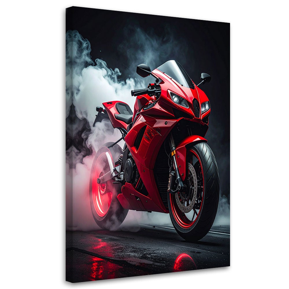 Obraz do salonu biura pokoju nastolatka, Czerwony Motocykl Motor Ścigacz 40x60