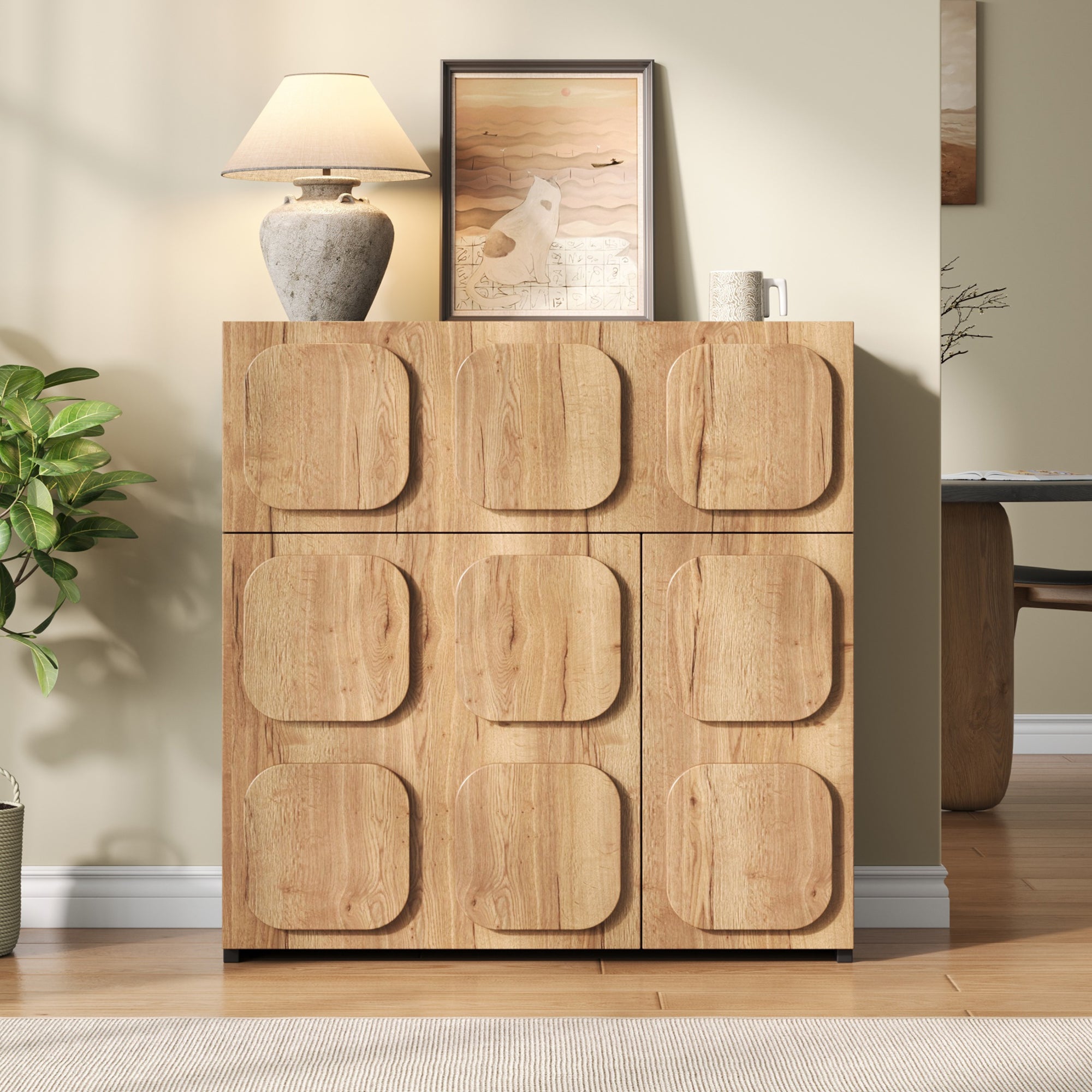 Credenza retrò modulare 5 scomparti legno ingegnerizzato legno naturale - 7