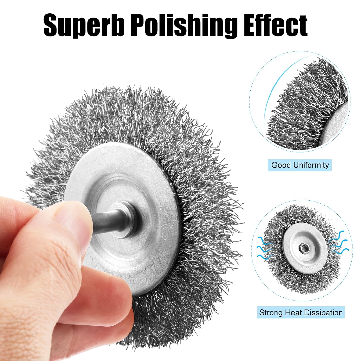 Lot de 9 Brosse Métallique pour Perceuse, Brosse Visseuse Meuleuse Circulaire avec Kit de Brosse pour Perceuse 0.5cm pour l'élimination de la Rouille - 4
