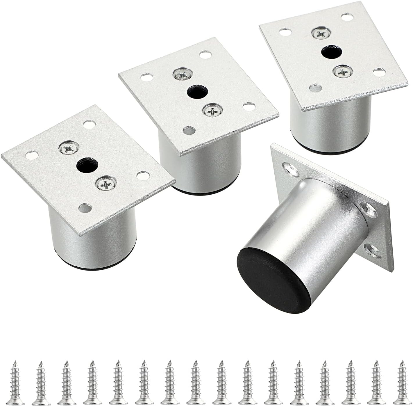 Set de 4 picioare de mobilă din aliaj de aluminiu de 5 cm pentru scaun, masă, dulap, birou, canapea, cu șuruburi, asamblare ușoară, rotunde 4buc
