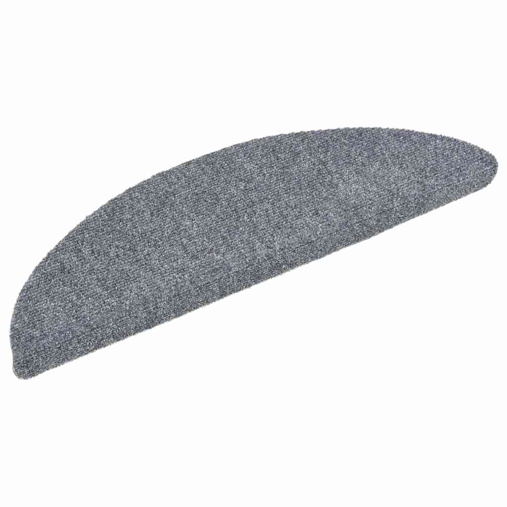 vidaXL Tapis d'escalier autocollants 30 pièces 56 x 17 x 3 cm Gris clair Demi-rond - 2