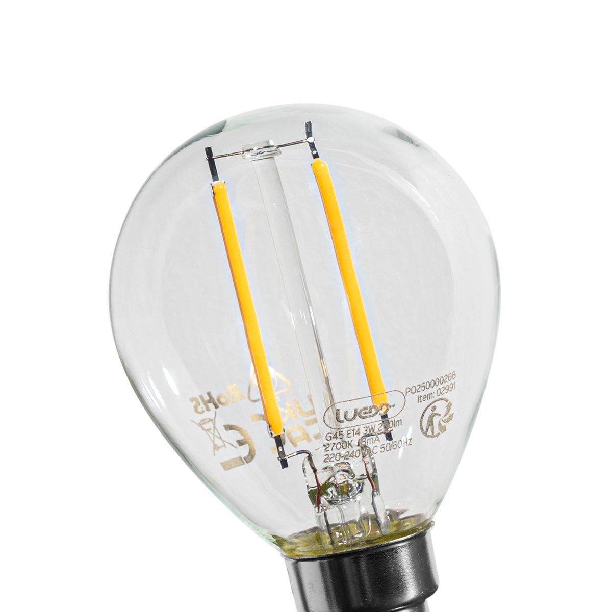 Ampoule LED E14 à intensité variable P45 transparente 3W 250 lm 2700K - 3
