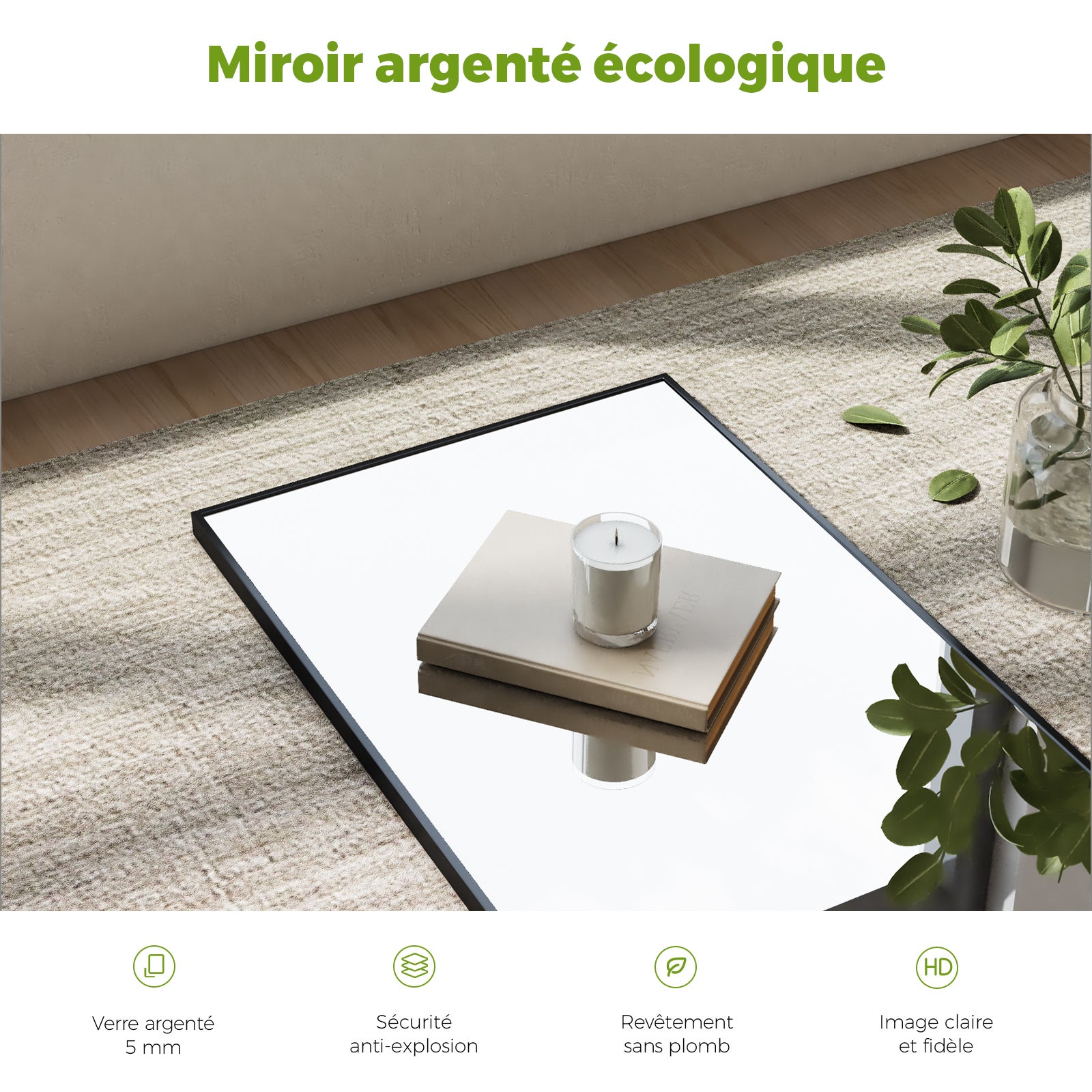 Espejo de cuerpo entero 160 × 40 cm – Espejo de pie y colgante con marco de aluminio negro, estilo moderno, para dormitorio, salón y pasillo - 4