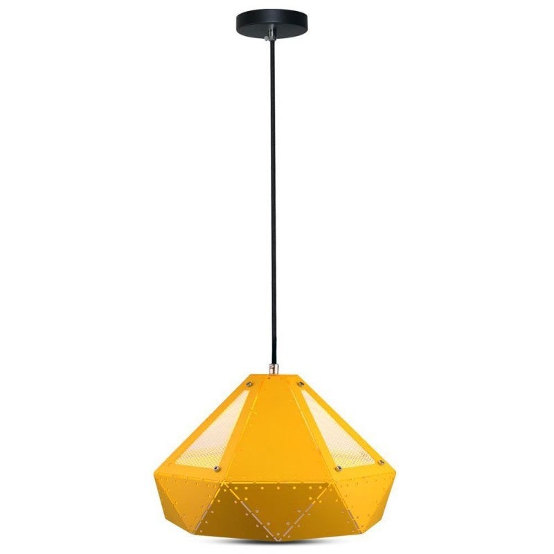 Żyrandol pryzmatyczny LED z metalu z uchwytem na żarówkę E27 (maks. 60 W) w kolorze żółtym