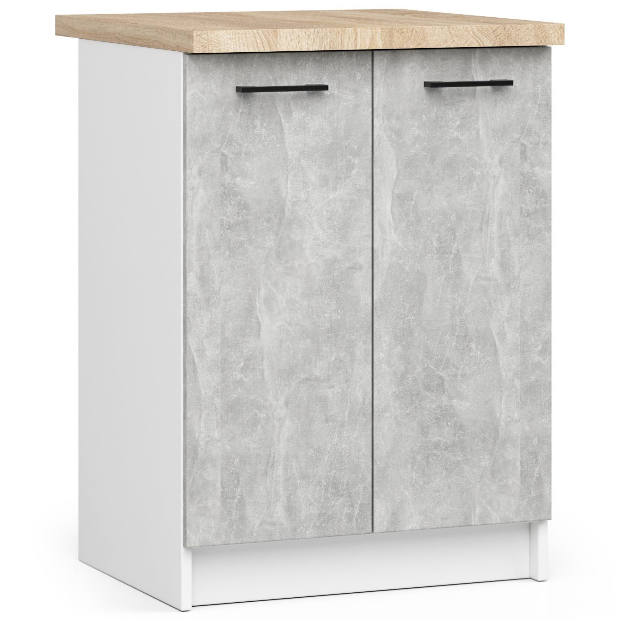 Ensemble De Cuisine AKORD OLIWIA Blanc 240 cm 11 portes 1 tiroir façade Béton 240x46x203 cm - 8