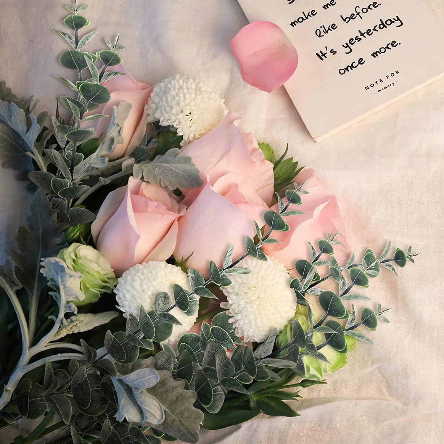 24 Pcs Eucalyptus Branches Artificiel, Simulation Vert Artificiel Eucalyptus Feuilles De Mariage Fleurs Artificielles pour Arrangement De Fleurs - 3
