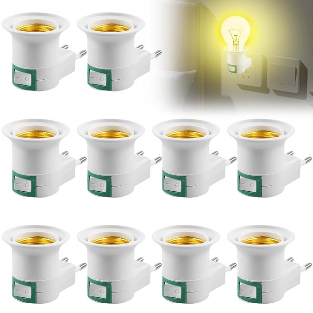 Paquete de 20 portalámparas E27 - Con práctico interruptor - Aptos para lámparas de mesa y apliques de pared - Fácil instalación - Versión blanca