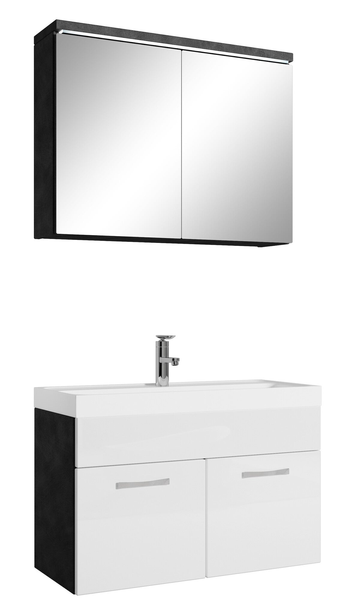 Meuble De Salle De Bain Paso 01 80 X 40 Cm Lavabo Blanc Brillant Armoire De Rangement 90748325