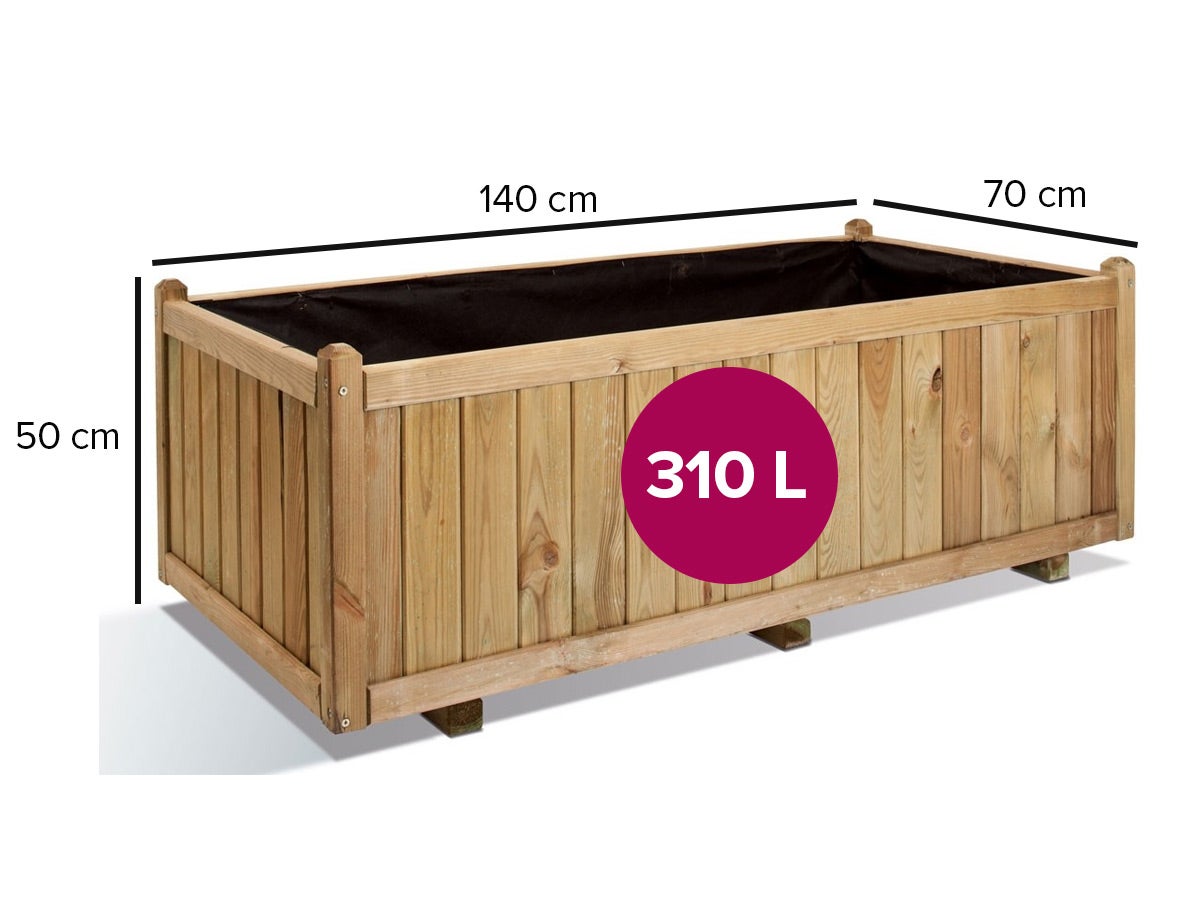 Jardinière Bois Rectangle Vendôme 310l Jardipolys - 2