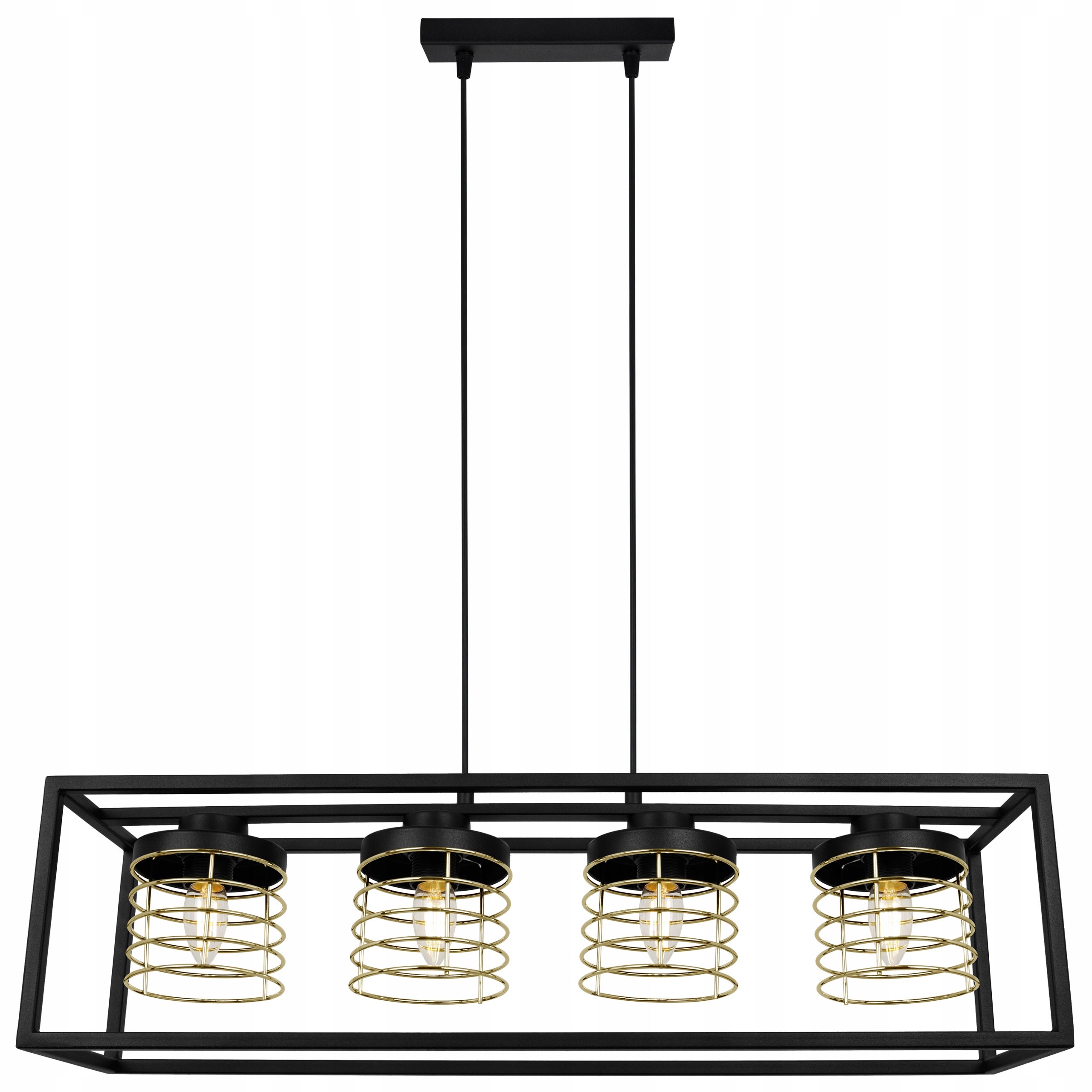 Lampa sufitowa wisząca Rasti Cage modern 4xE27 abażur walec druciak złoty Light Home LH