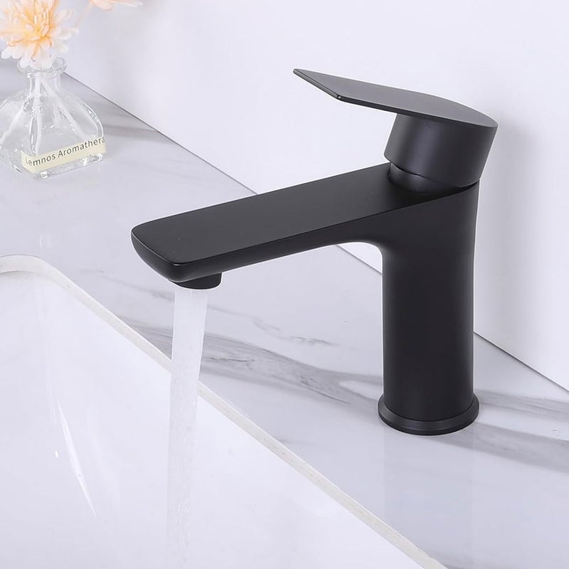 Bateria łazienkowa, pasująca do baterii umywalkowej, ze stali nierdzewnej, ciepła i zimna, czarna, bez rury doprowadzającej wodę.