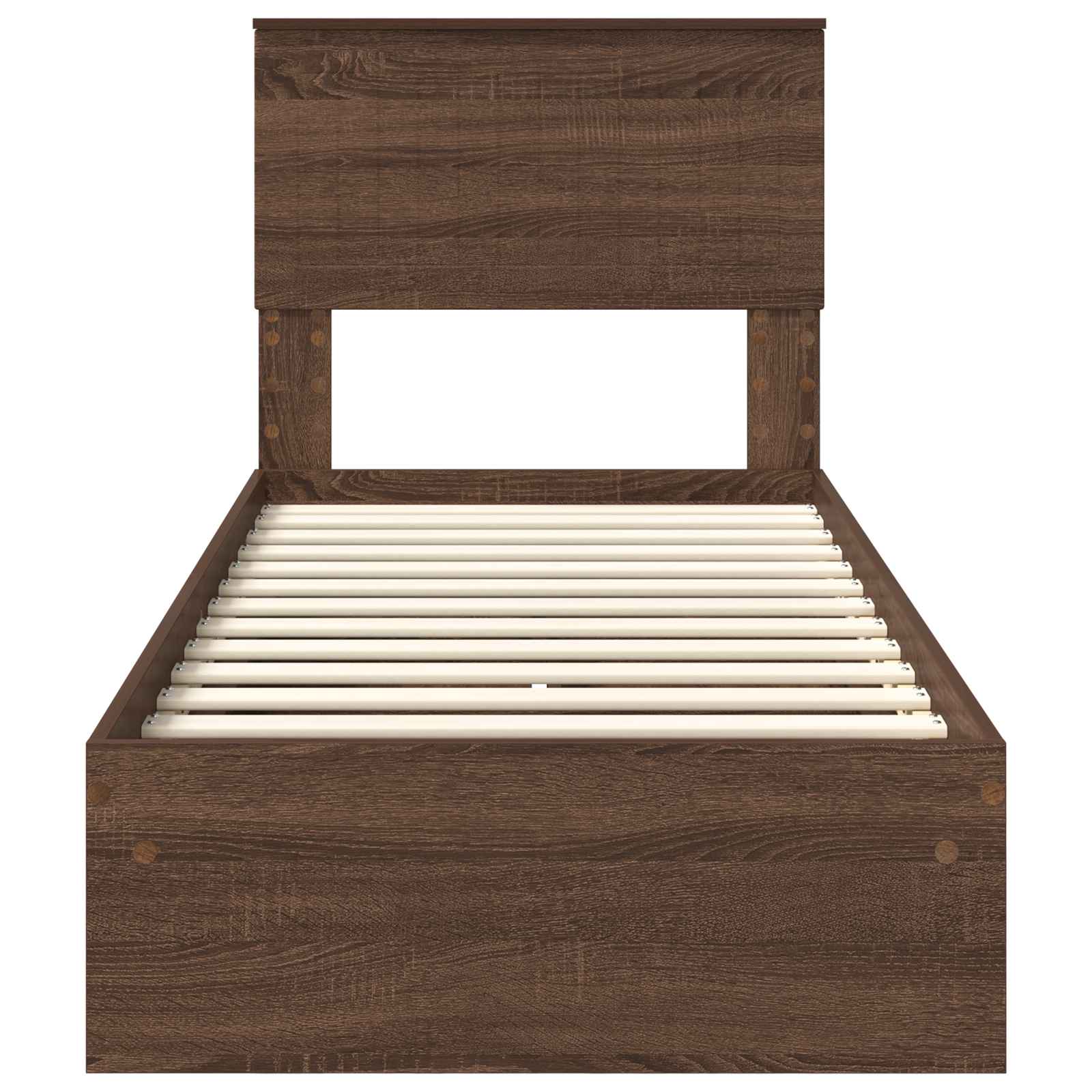 Lit coffre chêne brun 75 x 190 cm panneau de bois - 8