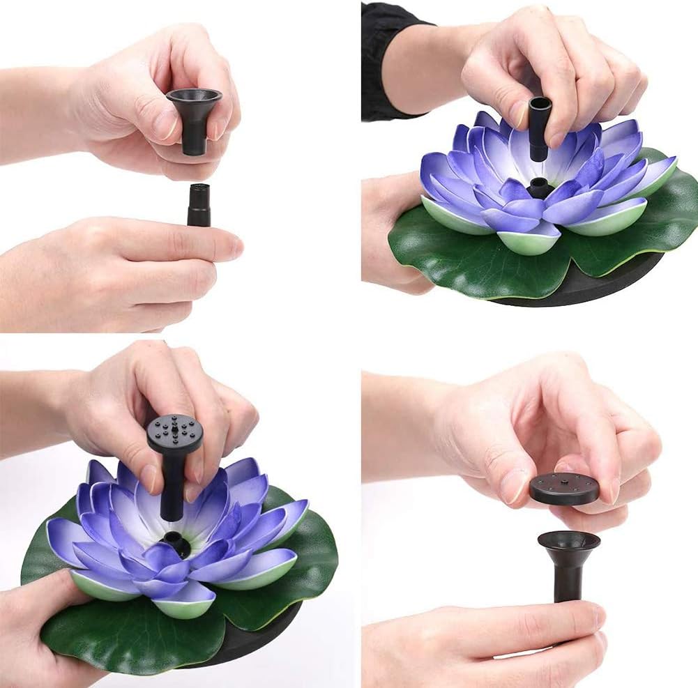 Pompe Solaire, Fontaine d'eau Jardin, Fontaine solaire artificielle flottante Lotus Solaire Fontaine Pompe pour étang Jardins Aquariums Piscines Décor - 4