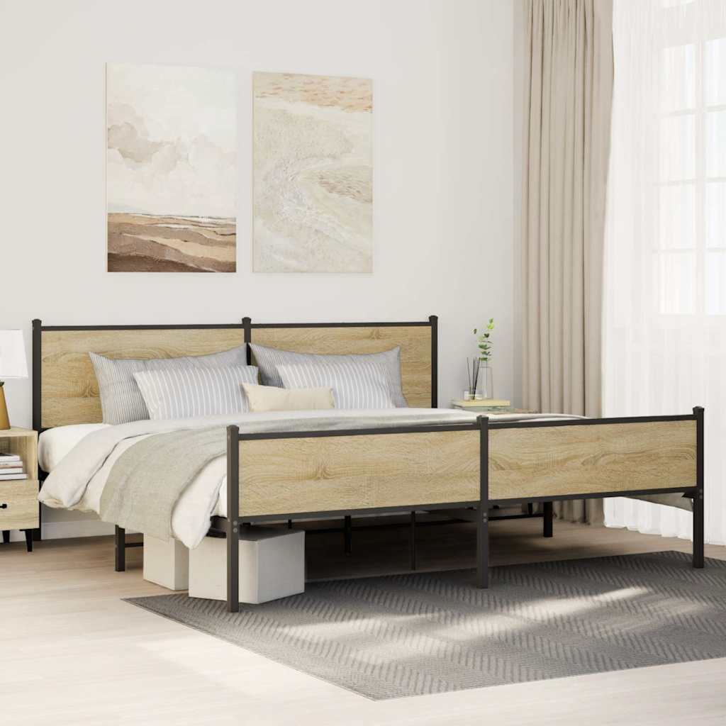 Łóżko Metalowe Rama Łóżka Ze Stelażem Do Pokoju Sypialni 193x203 cm