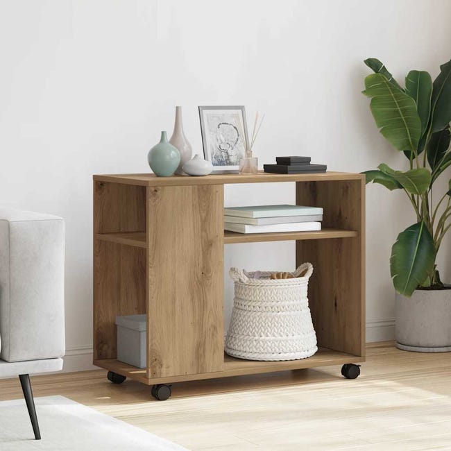Maison Exclusive - Table d'appoint avec roues chêne artisanal bois d ...