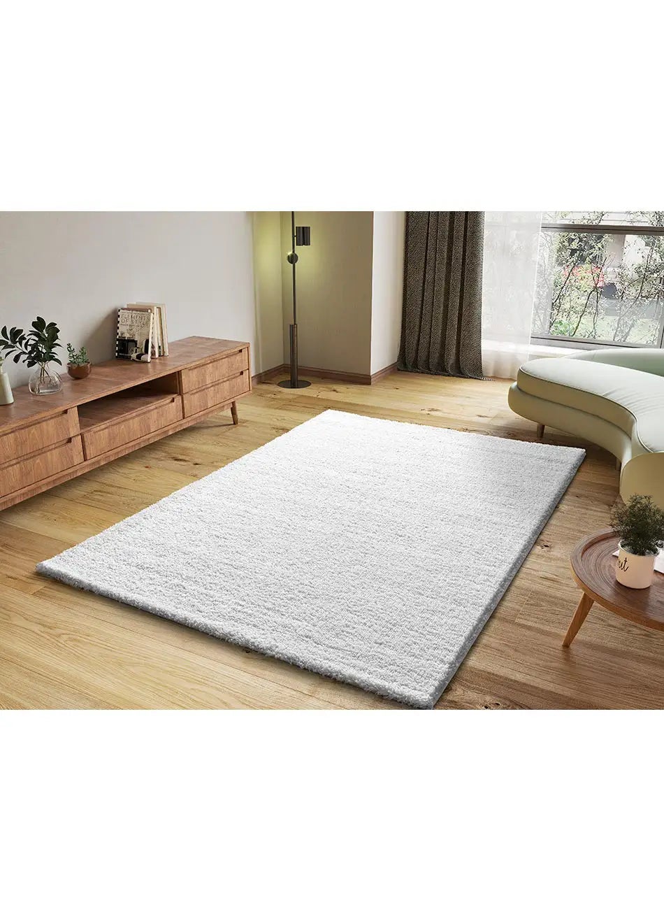 Tapete interior branco retangular 60 x 120 cm ATLAS shaggy liso - ATTICGO - 4