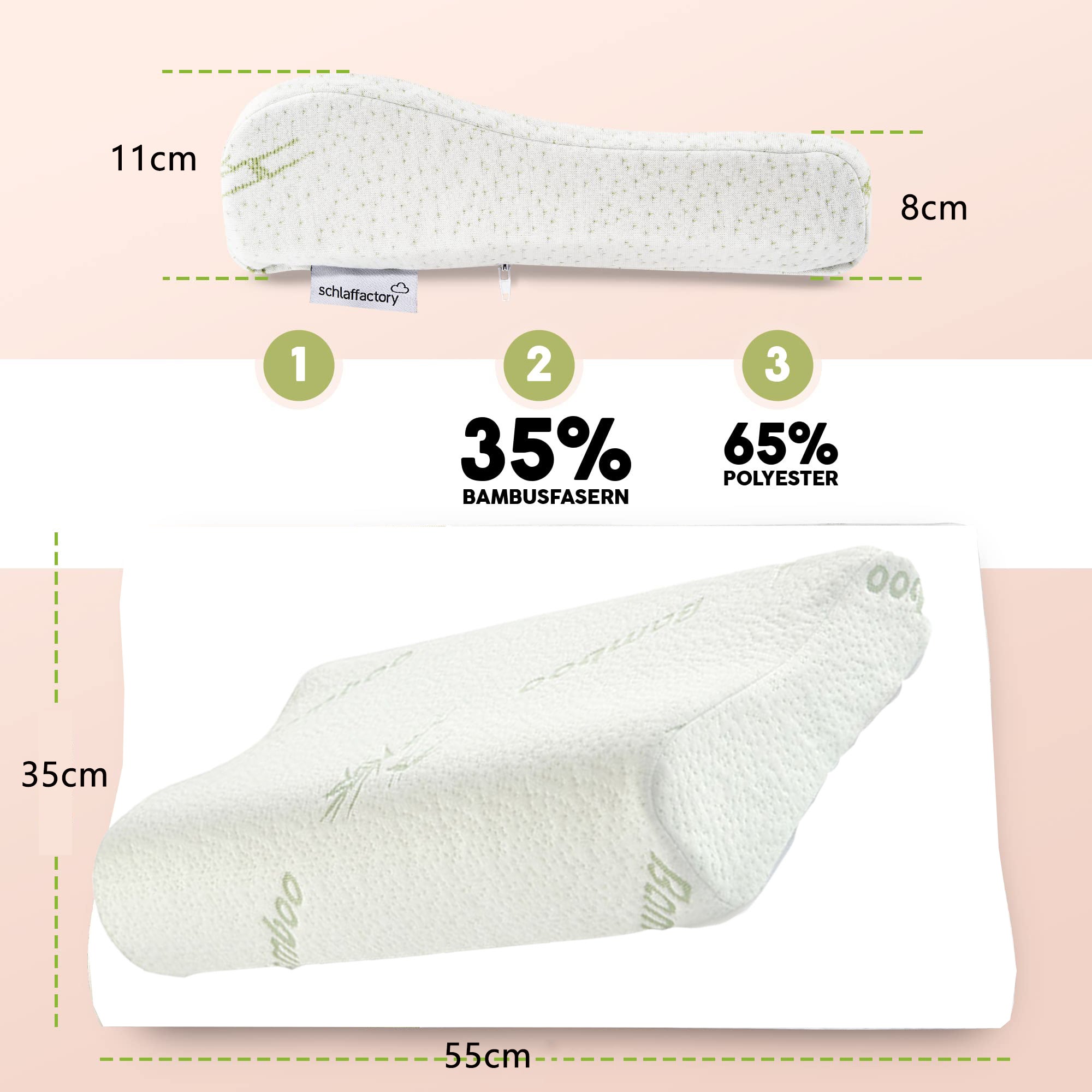 Almofada de espuma viscoelástica, almofada ortopédica de apoio ao pescoço, almofada de coluna cervical, almofada de espuma, 55*35*11*8CM - 3