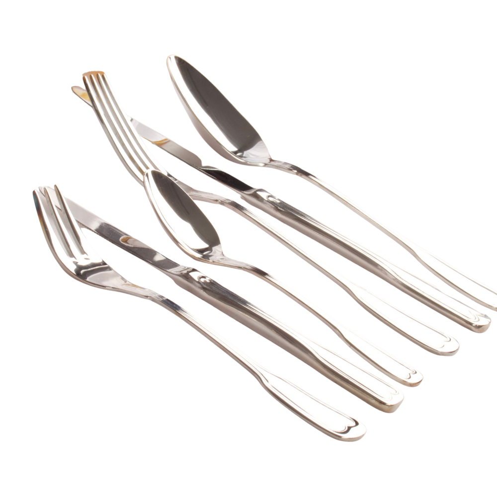 Crc cubertería en acero inoxidable bonn 113 piezas , servicio completo para 12 comensales con cubiertos de pescado y piezas de servir, apta para