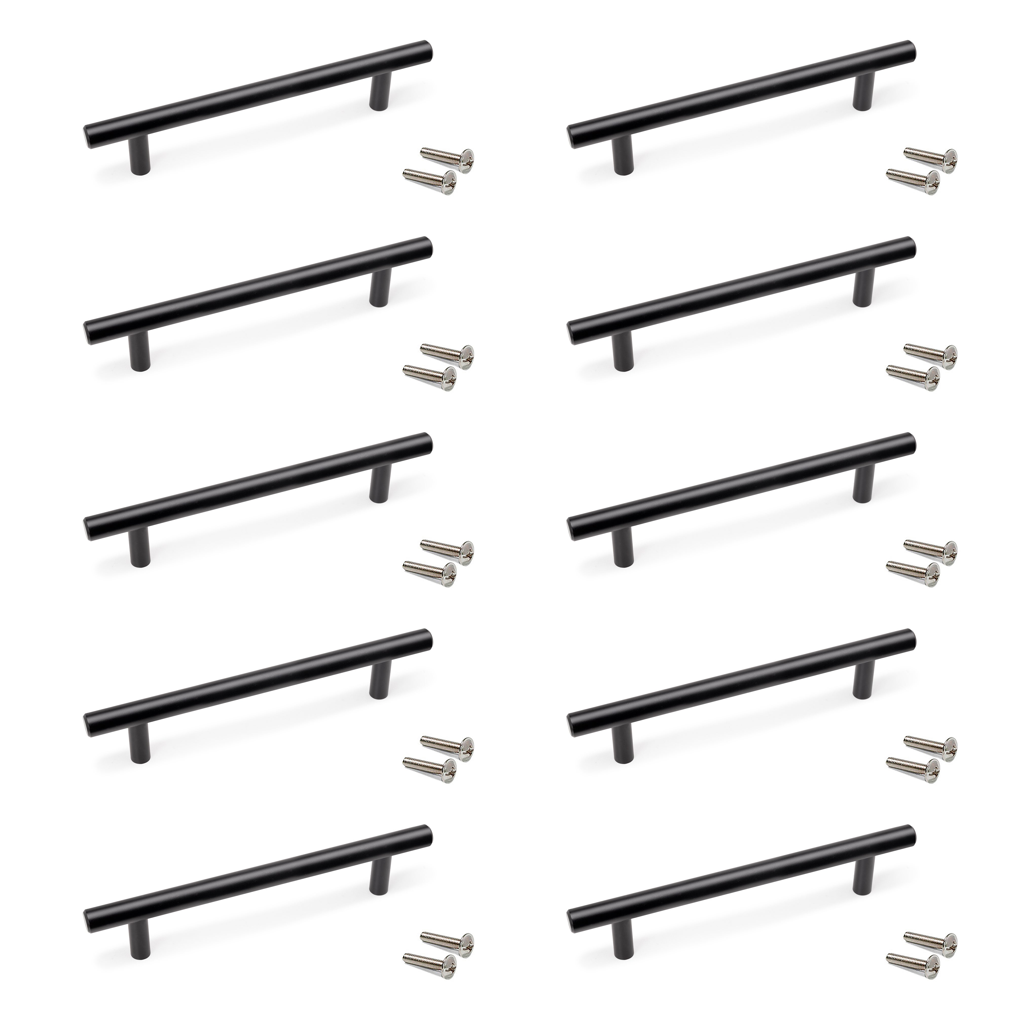 Emuca Pakiet 10 uchwytów meblowych Orlando, L188mm, Rozstaw 128mm, Stal, Malowane na czarno