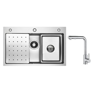 Cecipa max Évier Inox 70×45CM avec Egouttoir, Vasque et Distributeur de Savon + Mitigeur Cuisine Brossé avec Douchette Extractible - 2 Jets aux Choix Leroy Merlin Les bons plans des petits projets avant l'été