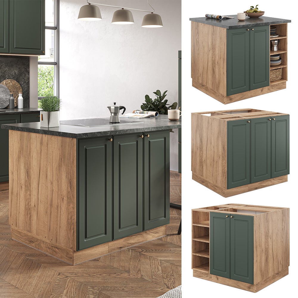 Vicco Îlot de cuisine Fame-Line, Chêne vert et or/chêne doré, 90cm sans PT - 2