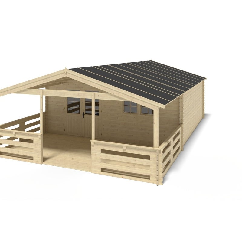 Domek ogrodowy ALTANKA - 6x6 m z tarasem 6x3m - 54 m2, drewniany, 1szt.