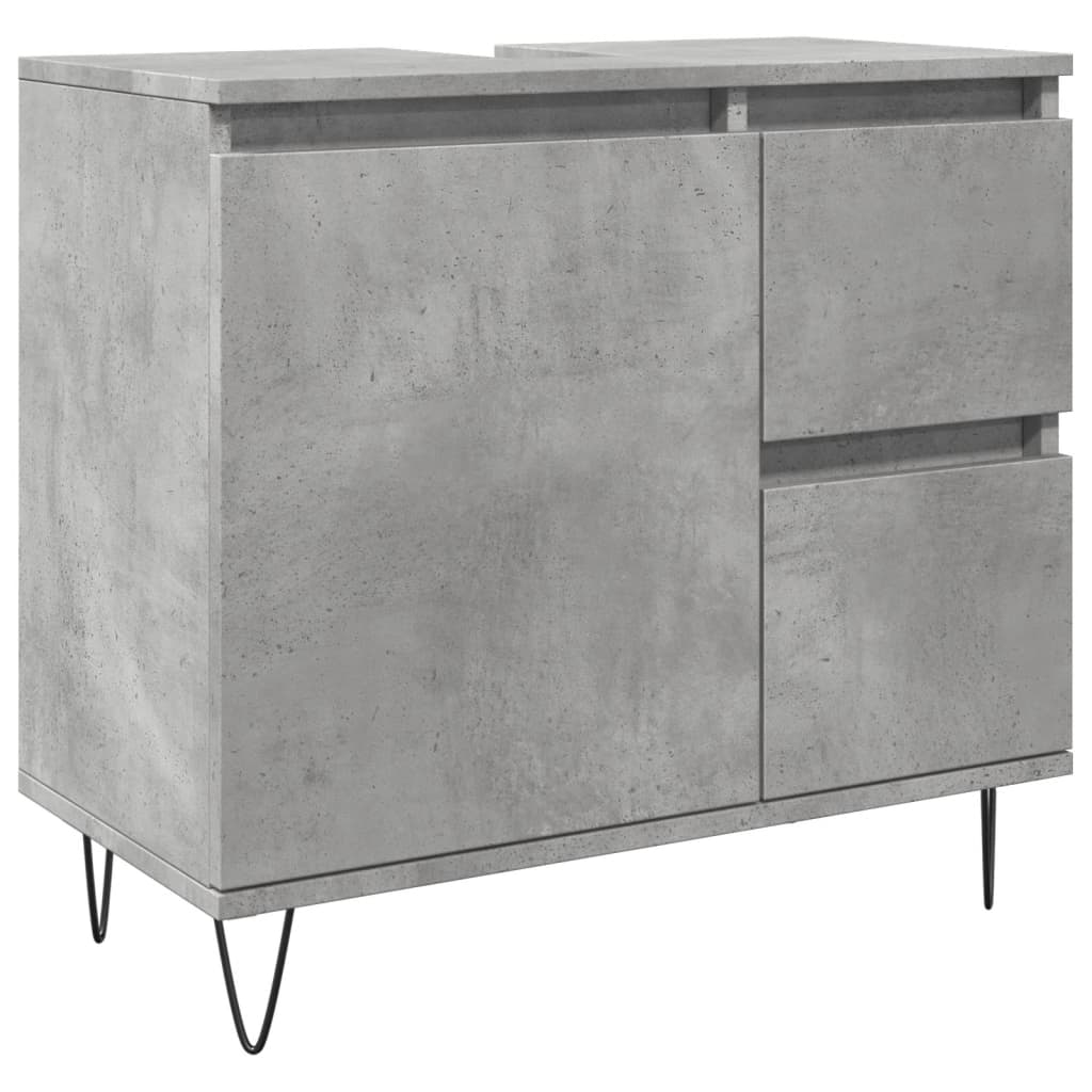 Mueble lavabo de baño gris hormigón 65x33x60 cm - 2