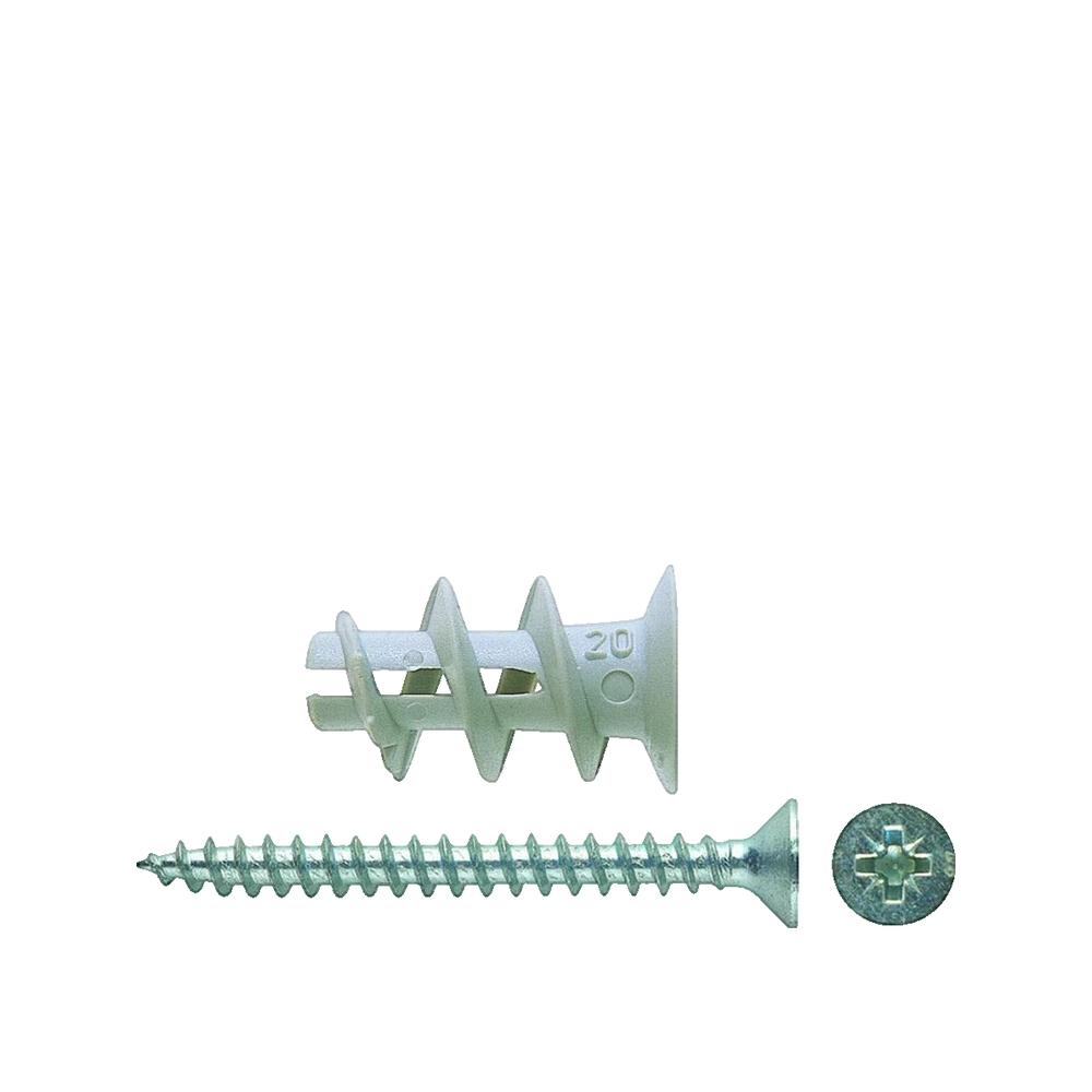 Kołek z wkrętem Fischer GK S nylon 22 mm zestaw 50 sztuk do mocowania płyt gipsowych