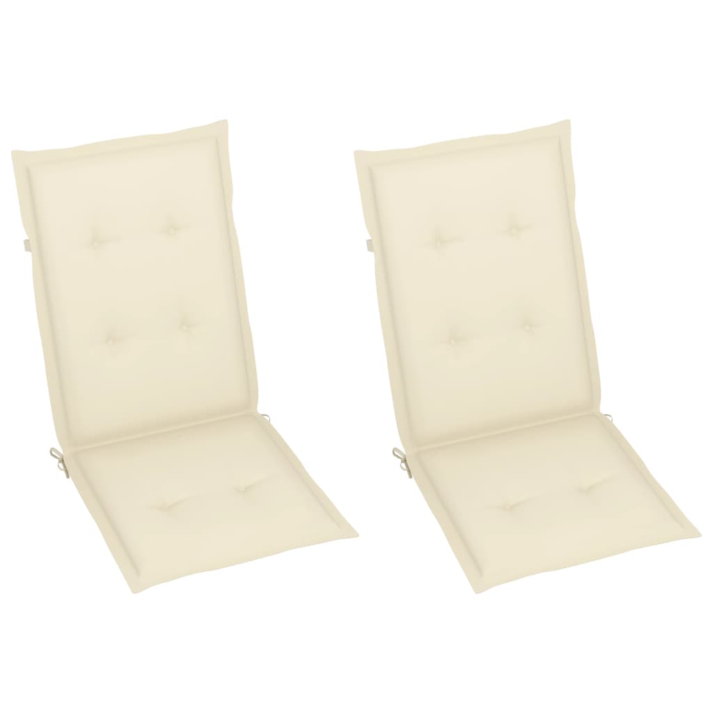 Maison Exclusive - Chaises de jardin lot de 2 et coussins crème Bois teck massif - 6