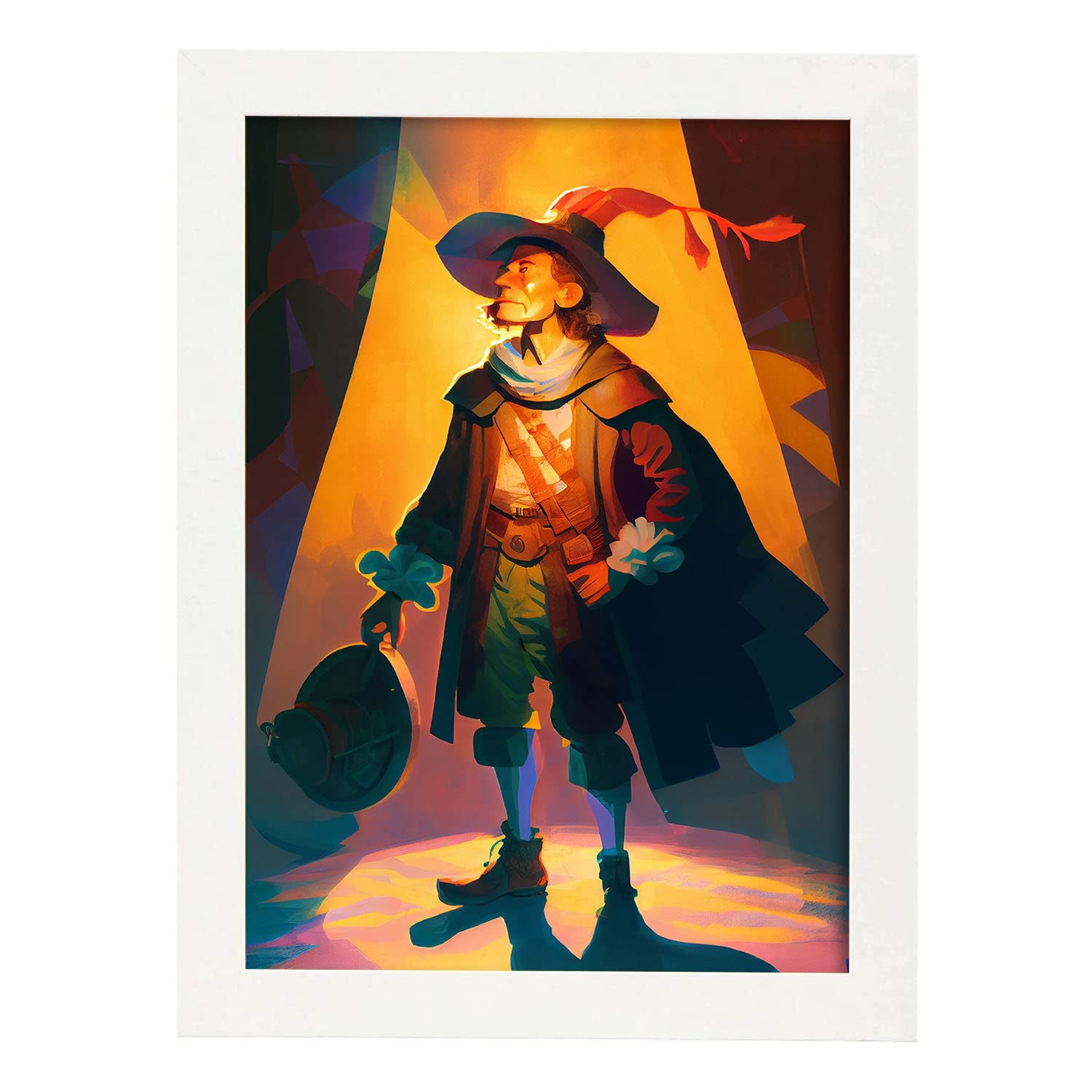 Nacnic poster de cristobal colón en estilo retrato a todo color ilustraciones y caricaturas de inventores y creadores históricos a3 marcos blanco
