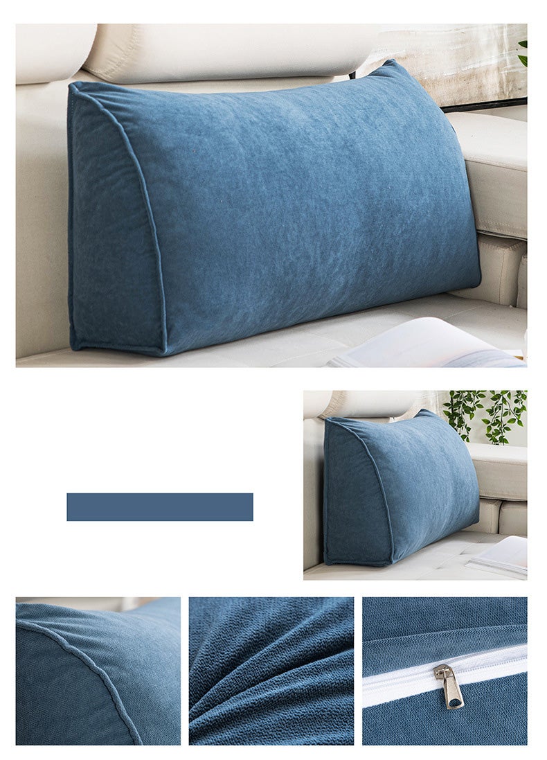 BLACKCUP Coussin triangulaire moelleux pour tête de lit, coussin de soutien lombaire pour canapé-lit, coussin de lecture, , bleu, 70 x 35 x 17 cm - 2