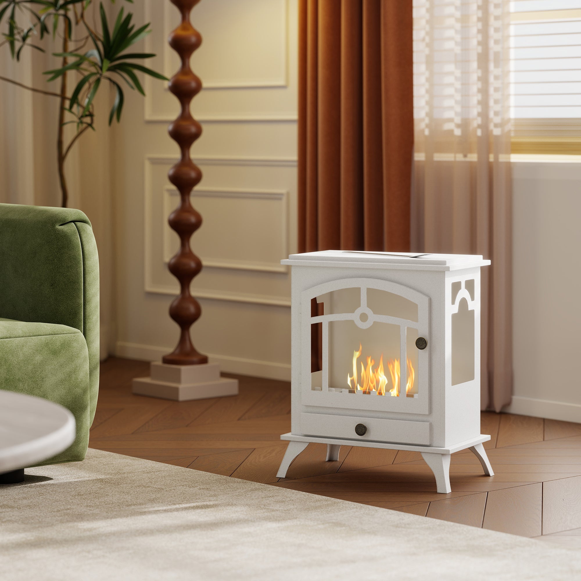 Chimenea de Etanol HOMCOM Acero, Acero Inoxidable Blanco 45x28x54 cm - 5