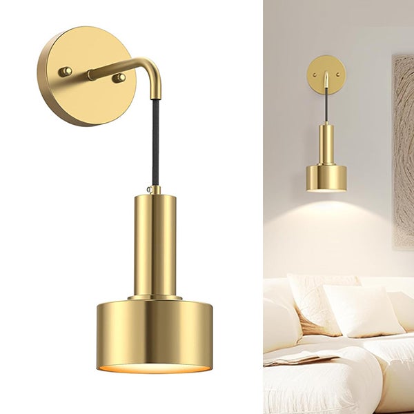 Kinkiet LED E27 - Oświetlenie Dekoracyjne Nocne, Lampka Nocna, Lampa Ścienna Design Brąz (Funkcja Lampki Nocnej, Żarówka Niezałączona)