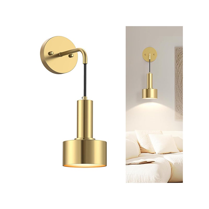 Kinkiet LED E27 - Oświetlenie Dekoracyjne Nocne, Lampka Nocna, Lampa Ścienna Design Brąz (Funkcja Lampki Nocnej, Żarówka Niezałączona)