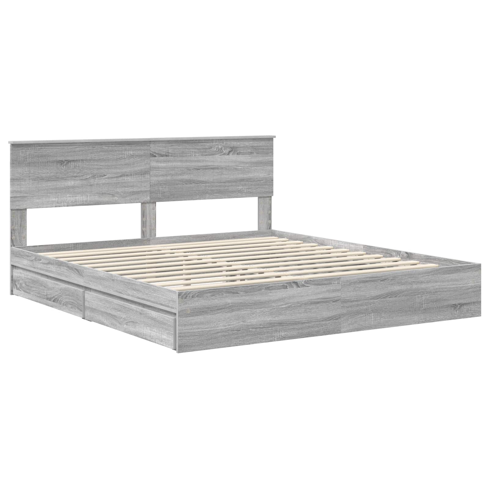Lit avec rangement, panneau de bois, gris, pour la chambre, 180 × 200 cm - 4