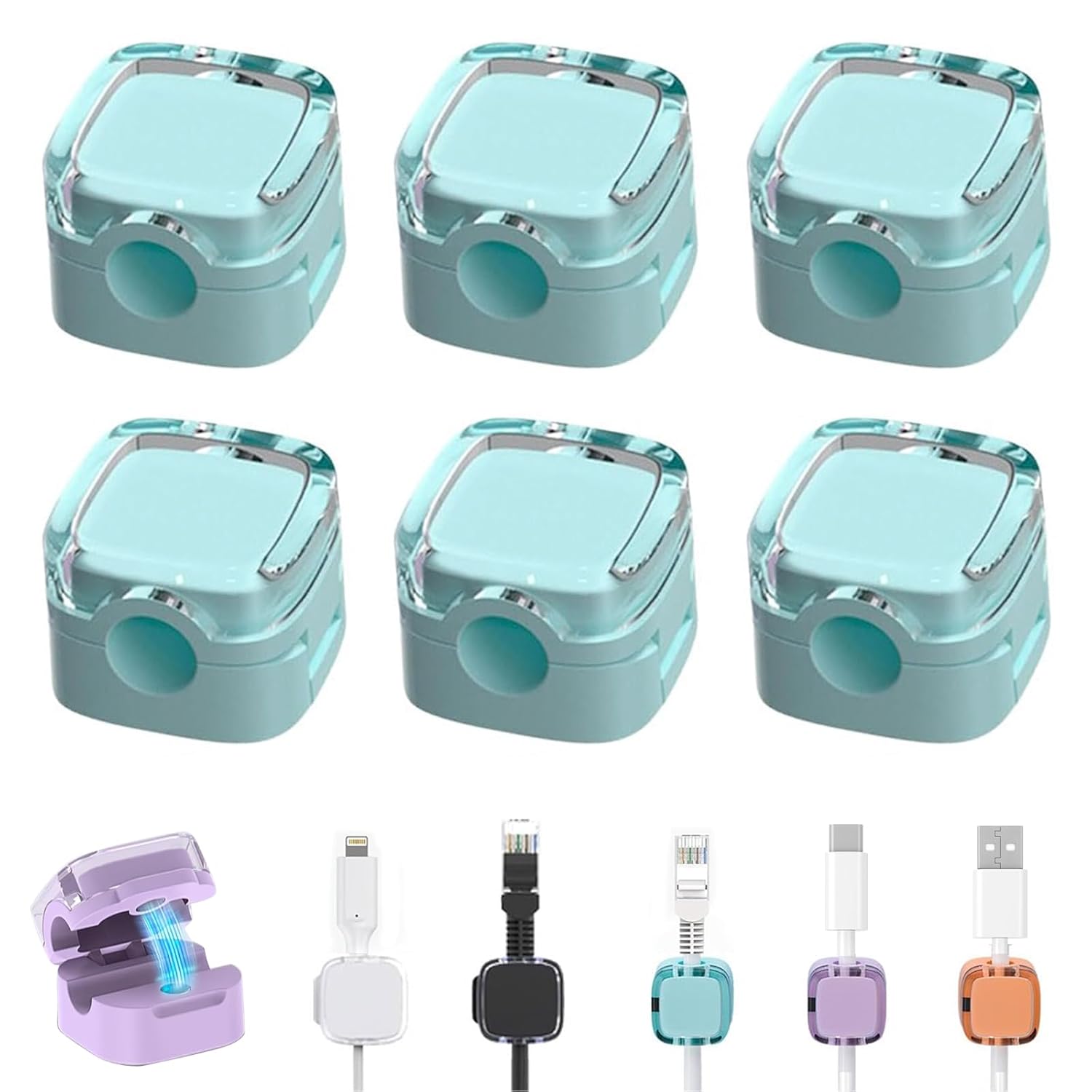 Clip per cavi da 6 pezzi con supporto autoadesivo - Organizzatore magnetico per cavi - Clip magnetiche regolabili per la gestione dei cavi - Clip per | Leroy Merlin