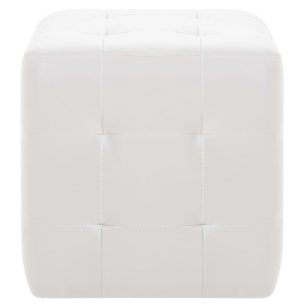 Pufe 2 unidades couro sintético branco 30x30x30 cm - 3