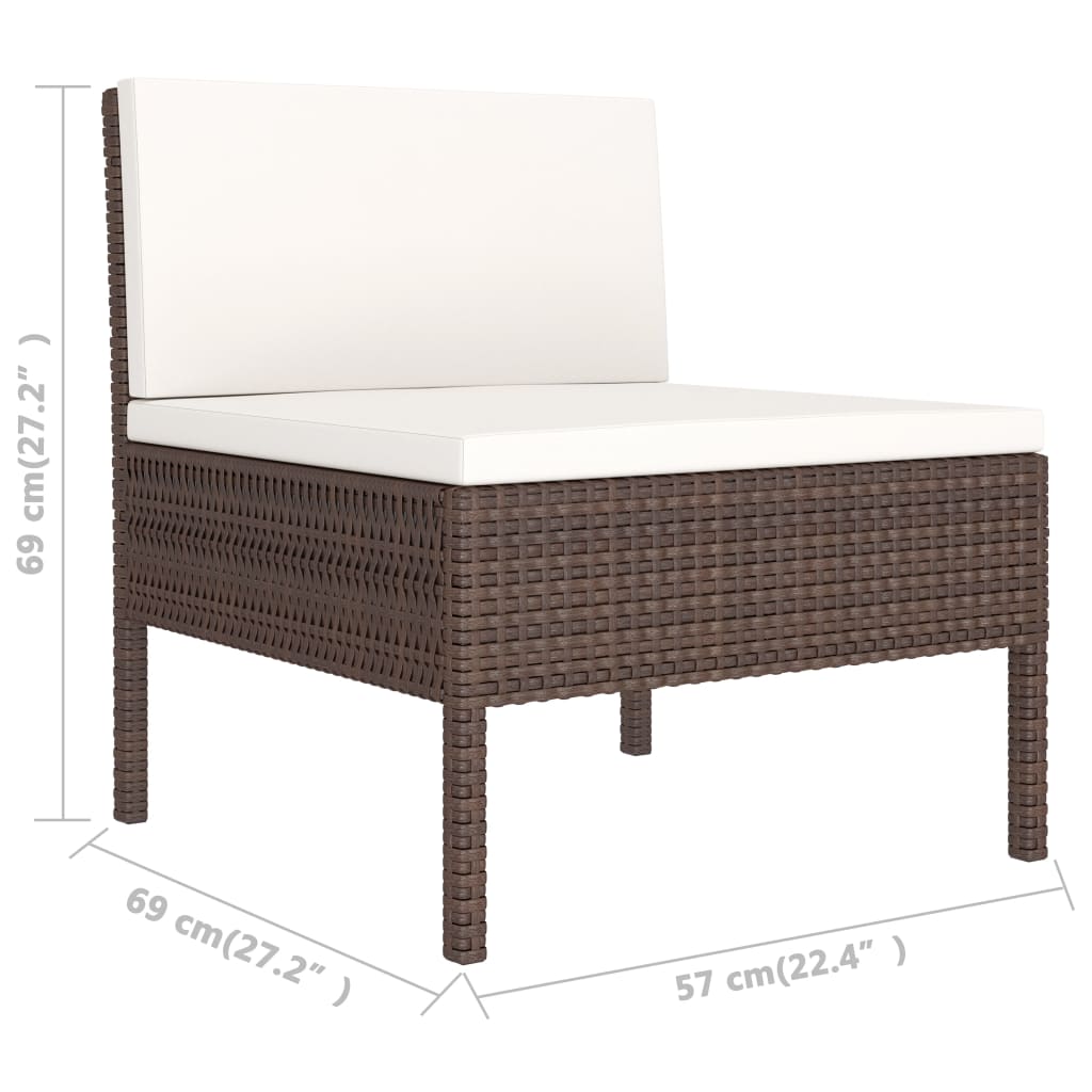 Maison Exclusive - Set Divani da Giardino 3 pz con Cuscini in Polyrattan Marrone - 7