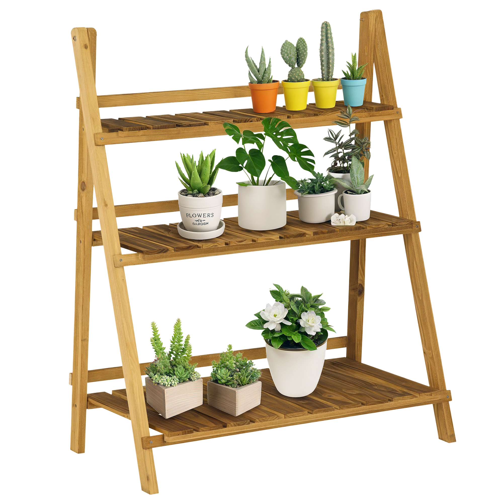 Estantería Para Plantas Outsunny Madera De Abeto 123,5x33x80cm Marrón con Ofertas en | Ofertas Online