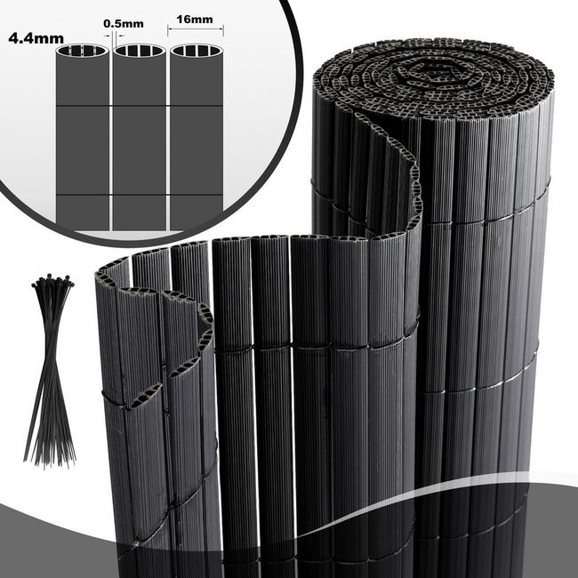 Brise-vue PVC 180x500cm Anthracite - Protection Visuelle Jardin, Balcon, Terrasse, Clips Inclus