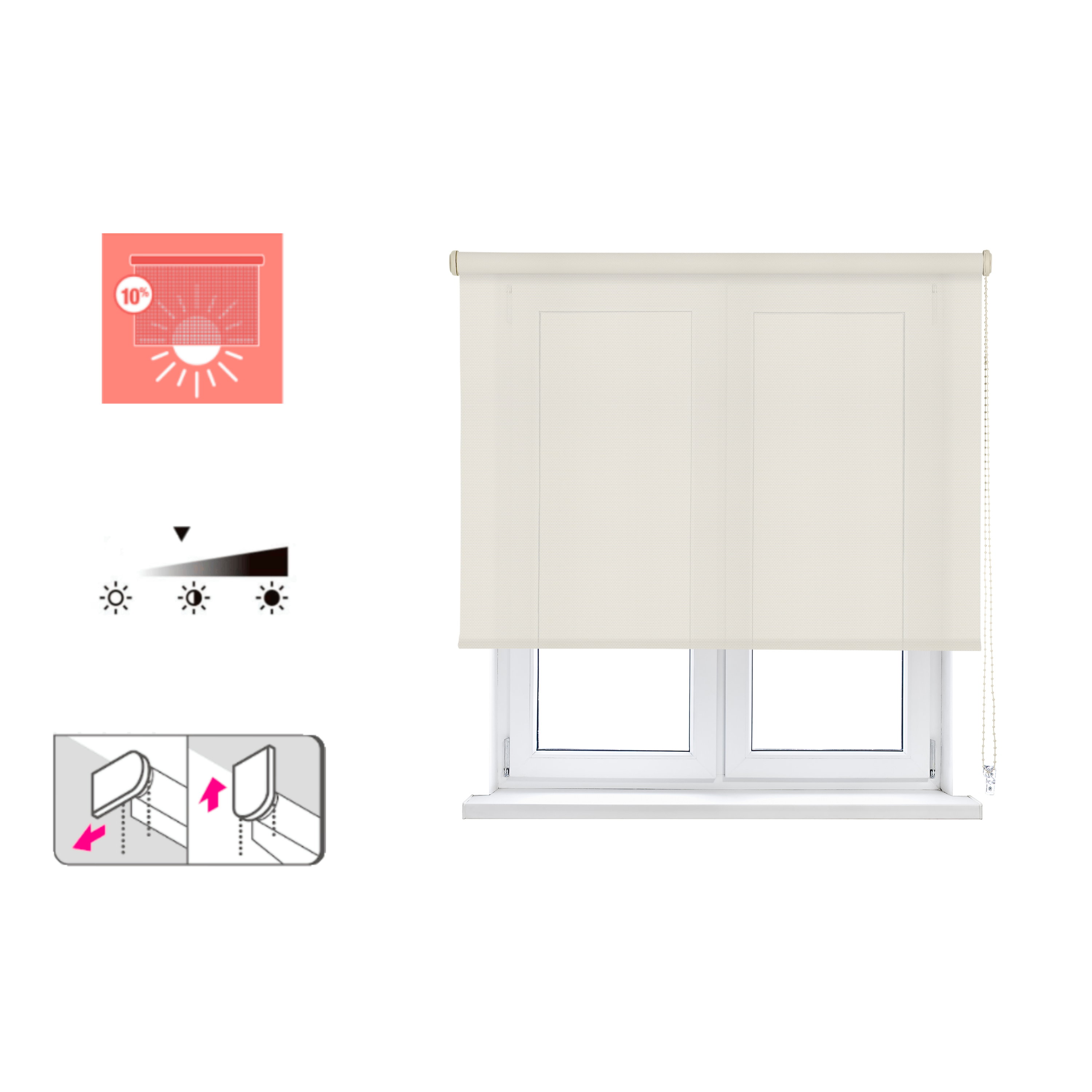 INSPIRE - Store enrouleur screen - l.55 x 190 cm - WHITE LINEN - Beige clair - 8