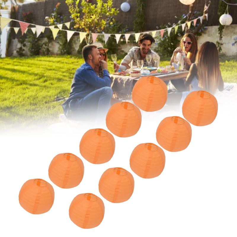 Lot de 10 lanternes chinoises rondes en papier de 15 cm (6 pouces), lanternes suspendues festives pour mariage et fête (orange). - 6