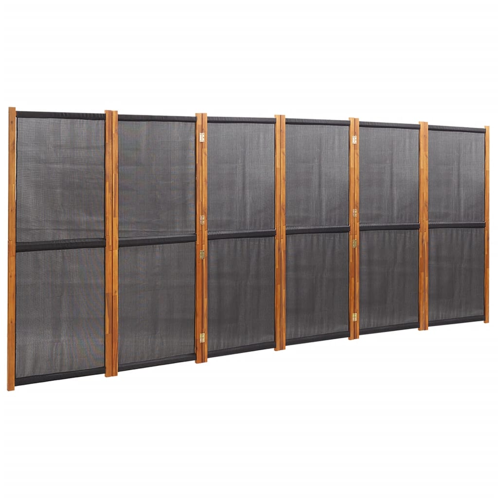 Biombo separador divisor - de 6 paneles negro 420x180 cm
