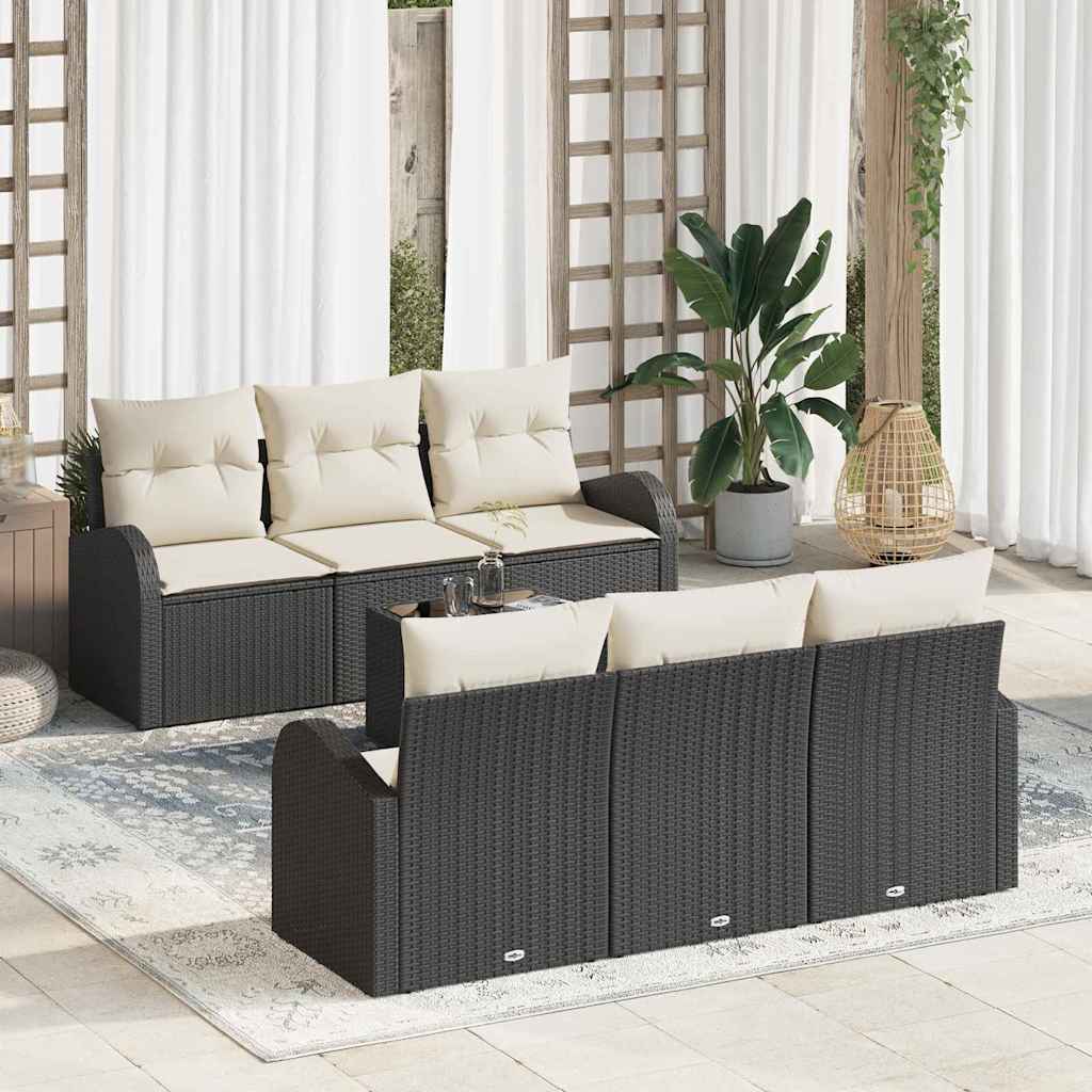Zestaw Sof na Ogród Czarny 55 x 55 x 37 cm polirattan vidaXL