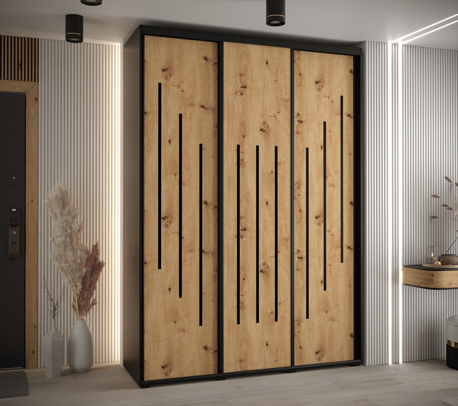 Szafa przesuwna wysoka Davos 12 180 x 45 x 235,2 cm czarny + artisan + u. czarny - Abiks Meble - 2