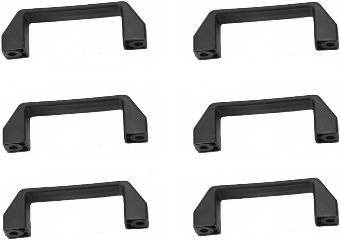 Zestaw 6 czarnych plastikowych uchwytów do przenoszenia, rozstaw otworów 120 mm