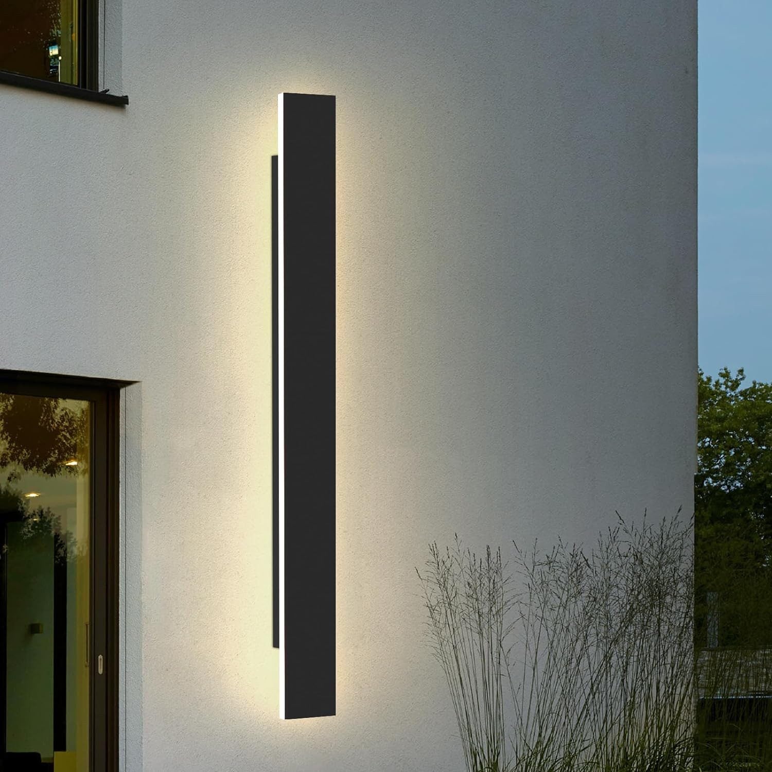 NETTLIFE Kinkiet zewnętrzny LED: lampa zewnętrzna 100CM 26W 4000K nowoczesny czarny kinkiet IP65