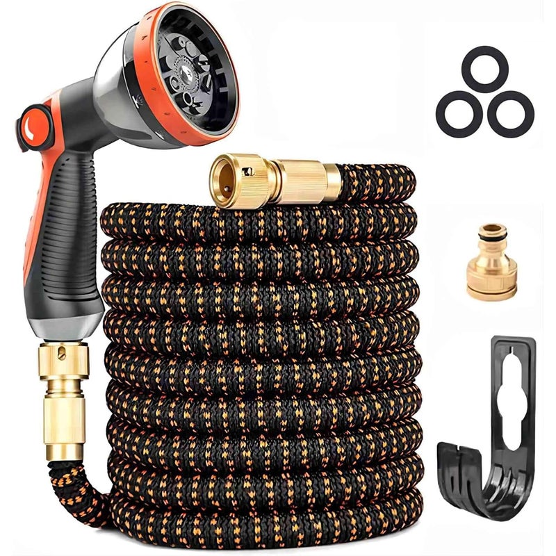 Rozciągliwy wąż ogrodowy o długości 23,8 m (75 stóp), elastyczny, 3-warstwowy lateks, odporny na przeciekanie, dysza z 10 funkcjami