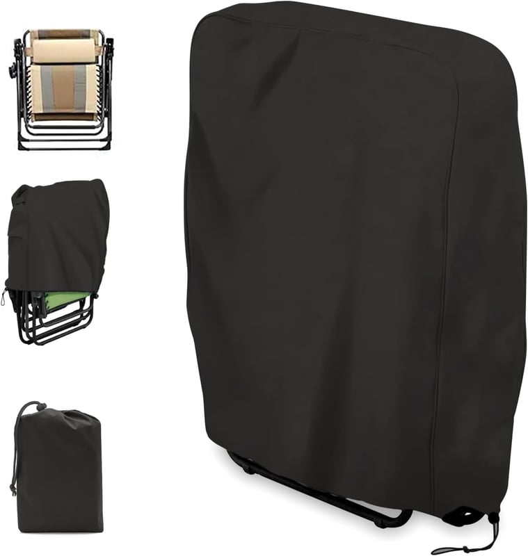 Pokrowiec na składane krzesło ogrodowe, wykonany z tkaniny Oxford, wodoodporny, pyłoszczelny i odporny na promieniowanie UV, 71 x 34 x 110 cm, czarny